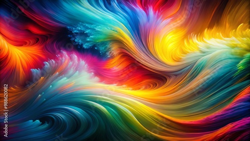 Dynamic, colorful energy waves in abstract motion create a captivating visual experience, radiating vibrancy and life