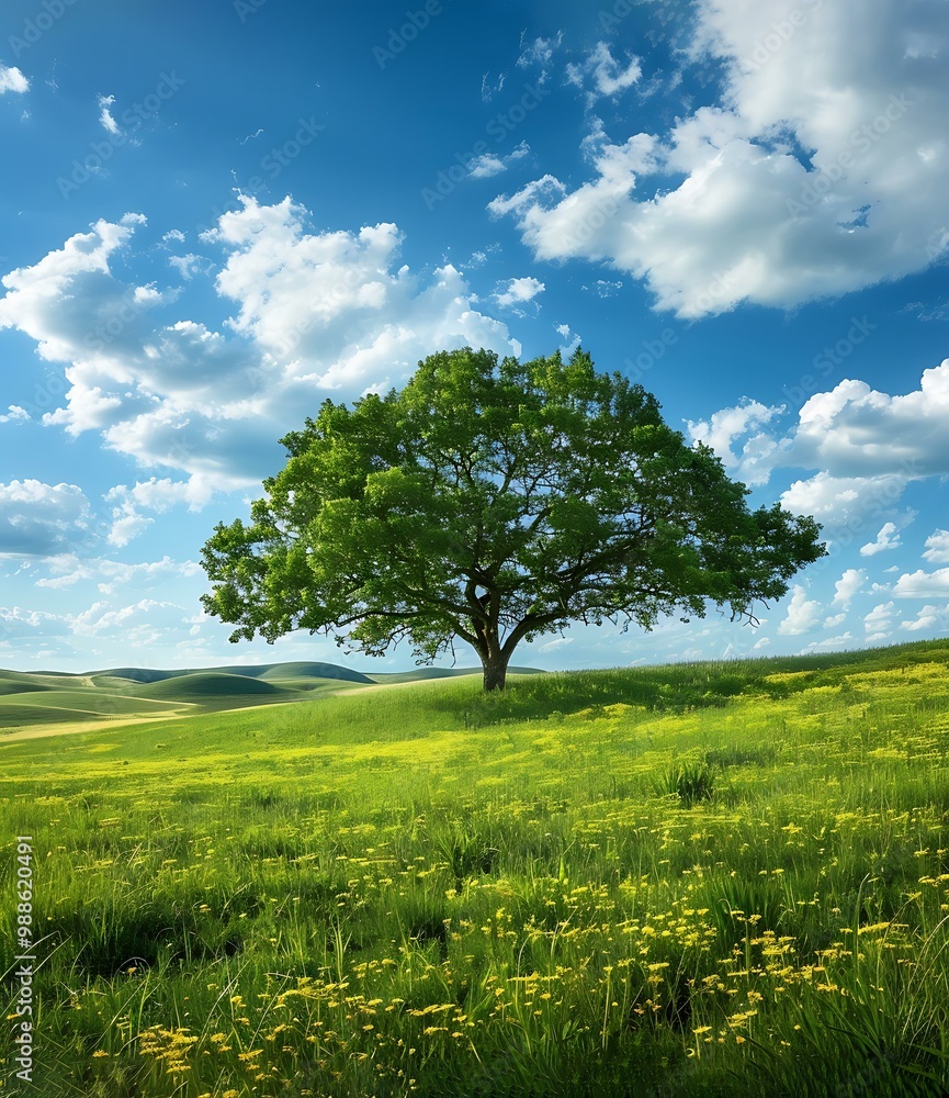 Fototapeta premium Lone Tree in a Field of Green
