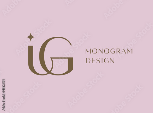 IG letter logo icon design. Classic style luxury initials monogram.