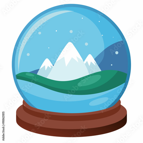 A beautiful snow globe featuring majestic mountains within it
