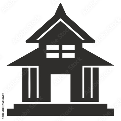 Business Building Hut line art Icon silhouettes vector illustration.