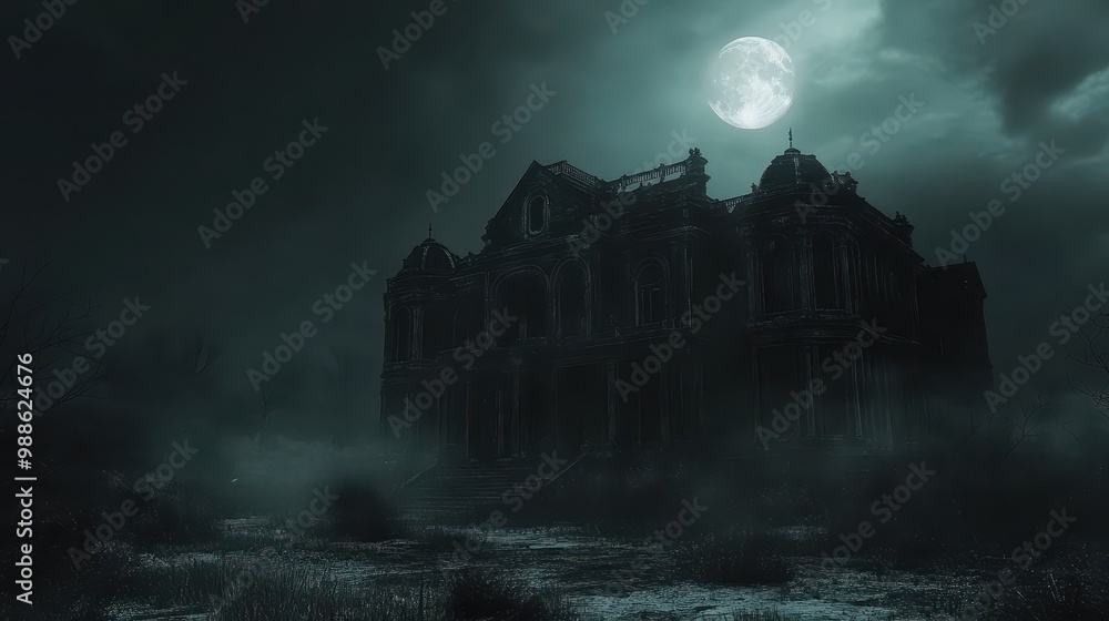 Haunting Moonlit Castle on a Stormy Night Haunting Moonlit Castle on a Stormy Night