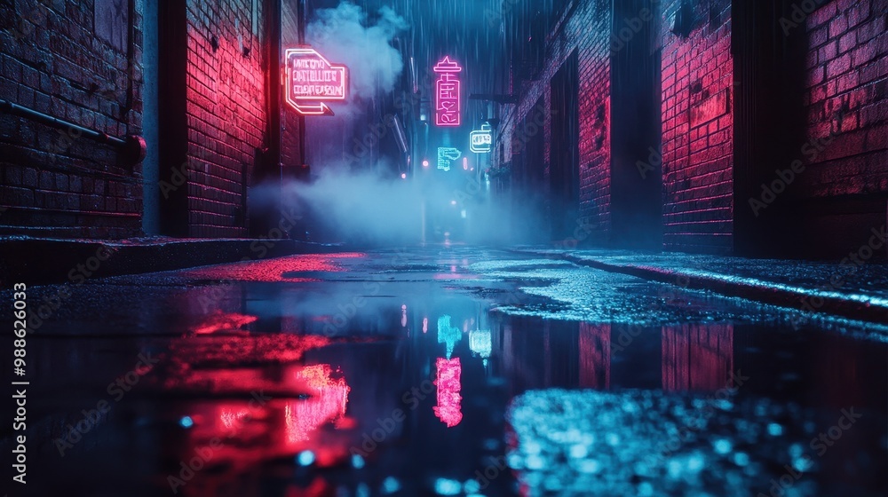 Fototapeta premium Neon Alley: A Cyberpunk Dreamscape