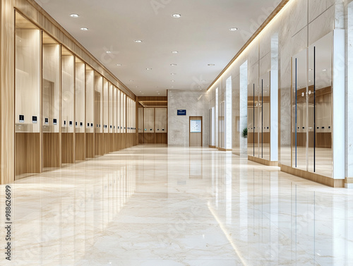 Modern interior of spacious locker room photo