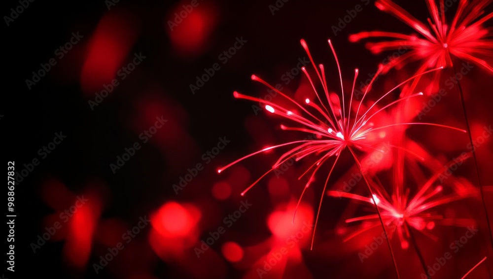 A beautiful display of red fireworks lighting up the night sky A beautiful display of red fireworks lighting up the night sky