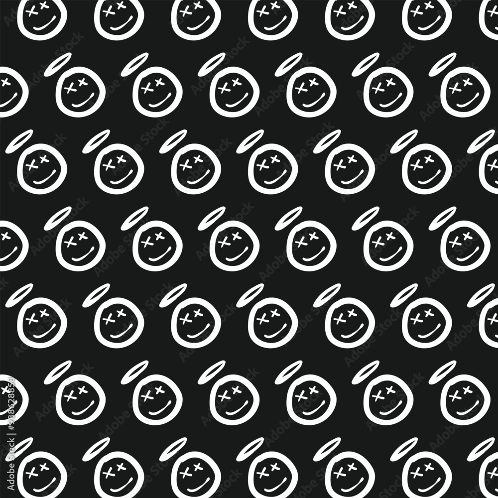 Doodle hand drawn cartoon black background pattern. Isolated vector illustration Doodle hand drawn cartoon black background pattern. Isolated vector illustration