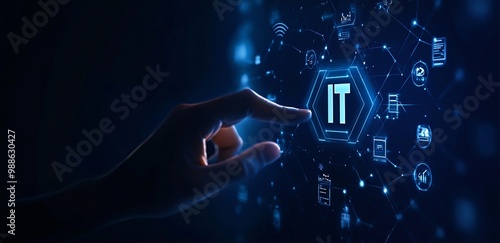IT information technology concept on touchscreen, computer systems
