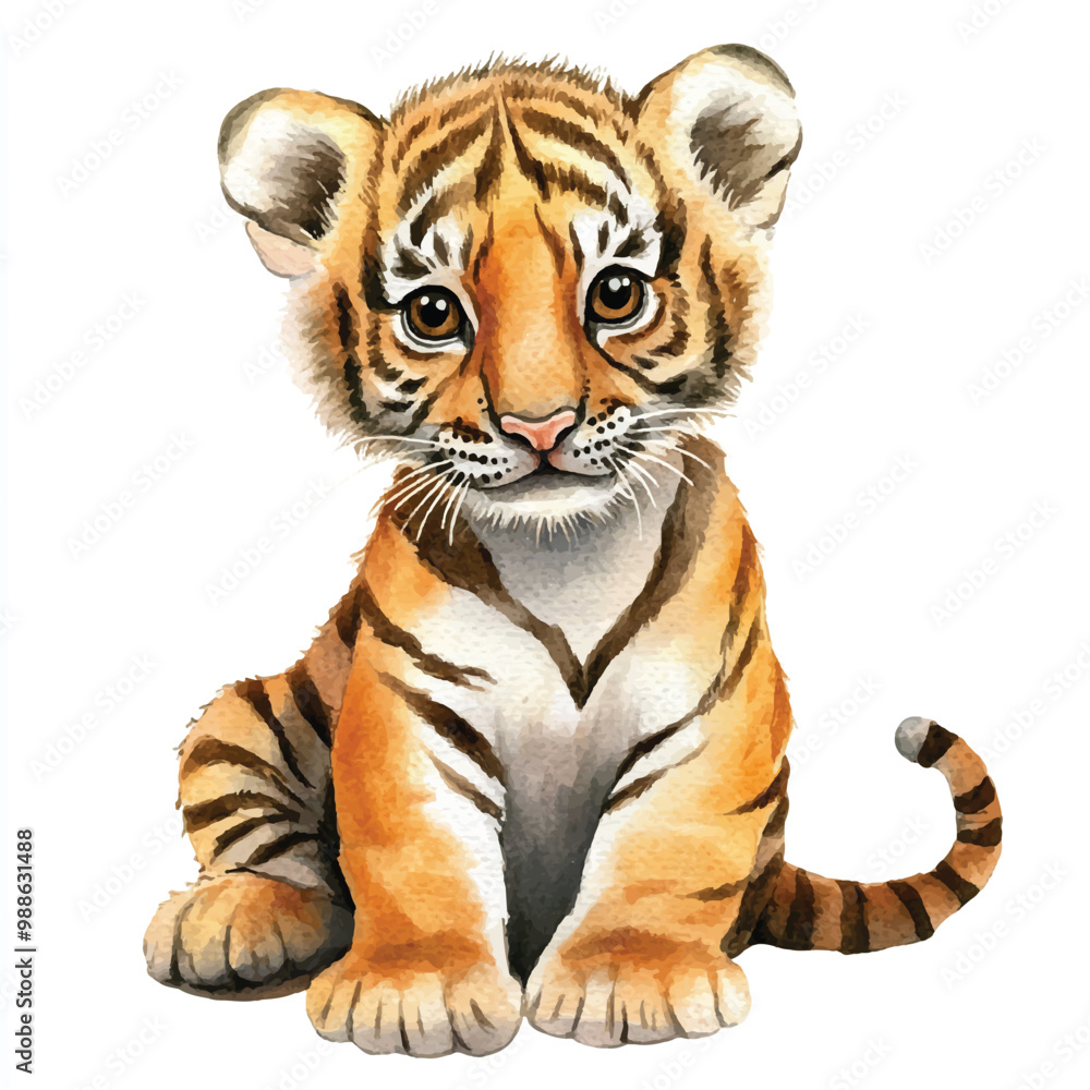 Obraz premium Tiger watercolor clipart illustration isolated