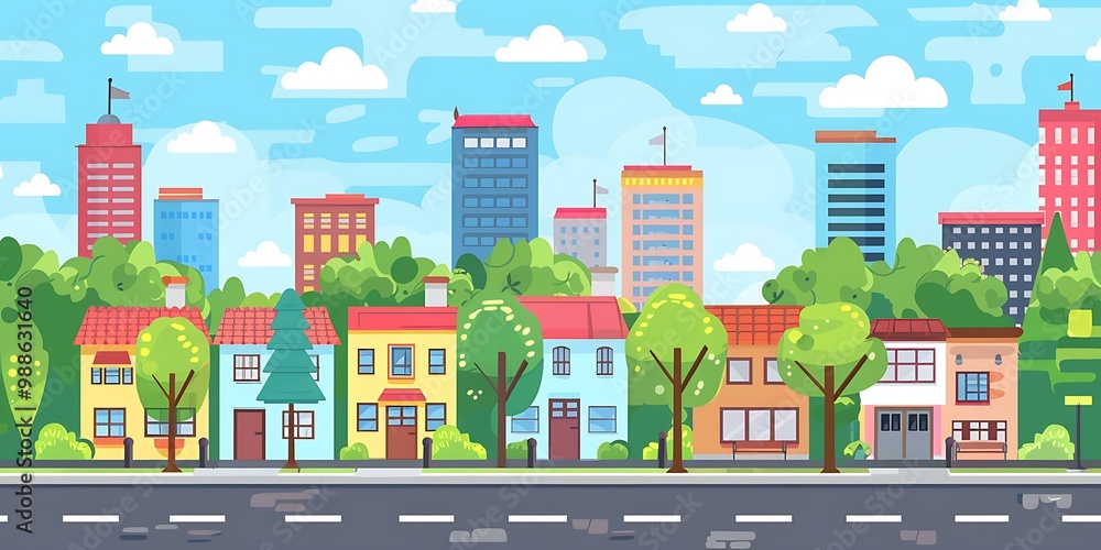 Cityscape With Trees and Buildings Cityscape With Trees and Buildings