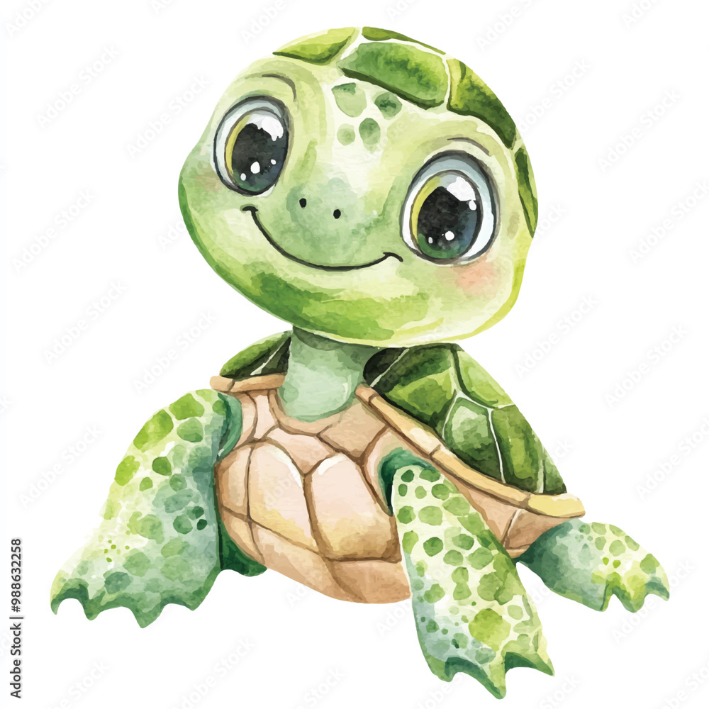 Fototapeta premium Turtle watercolor clipart illustration isolated