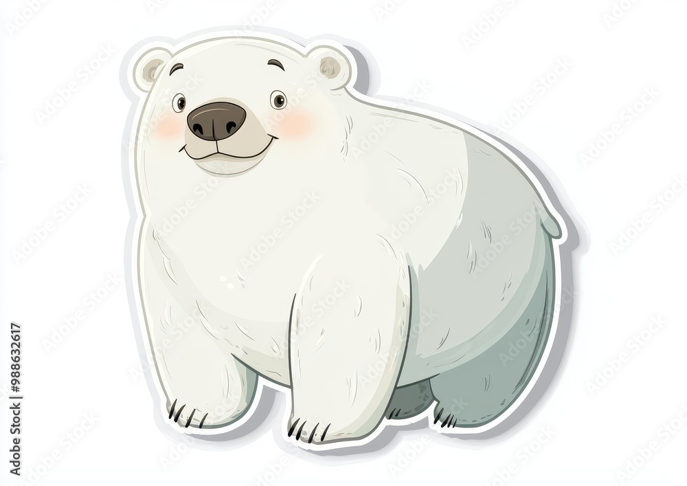 Cute illustrated polar bear with a cheerful expression Cute illustrated polar bear with a cheerful expression