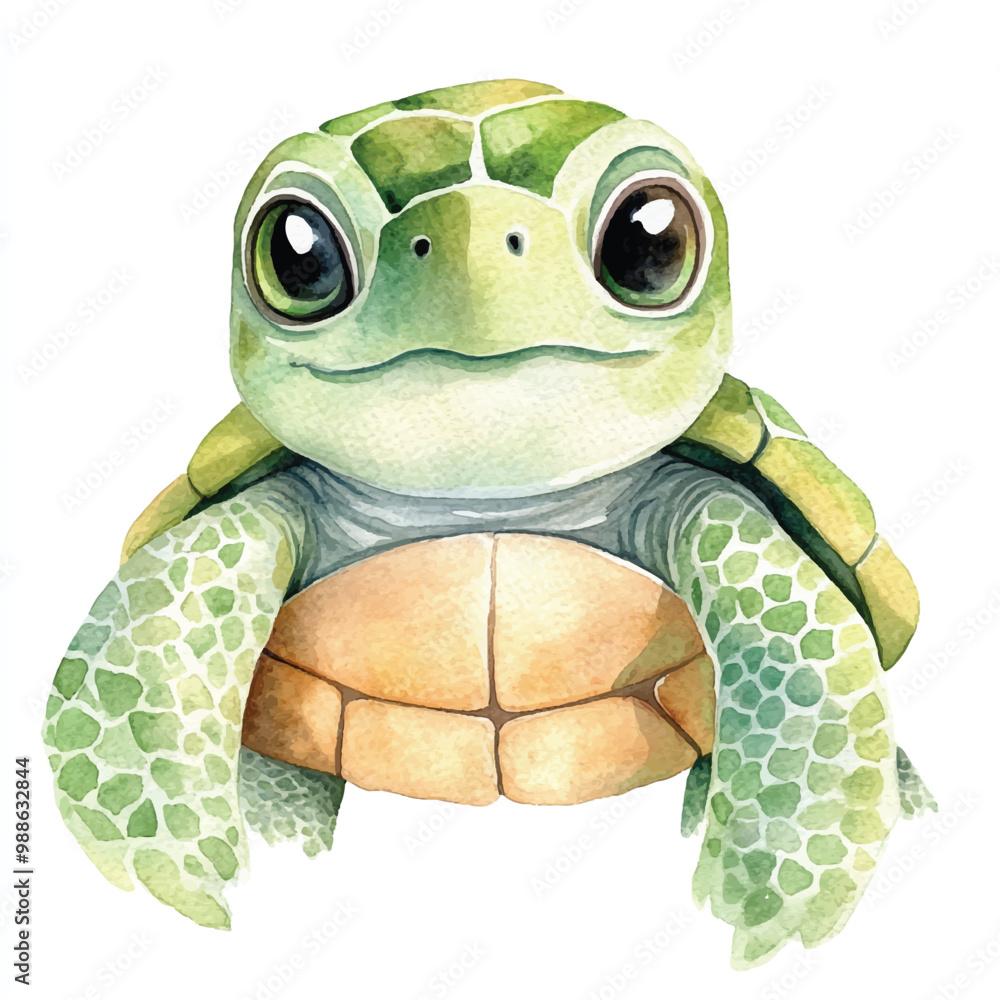 Fototapeta premium Turtle watercolor clipart illustration isolated