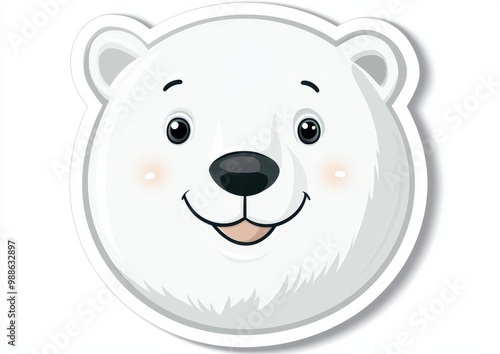 Cheerful Polar Bear Cartoon with White and Light Gray Colors