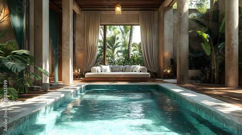 Wallpaper Mural Tropical Swimming Pool Relaxation - 3D Illustration Torontodigital.ca