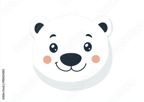 Cute Polar Bear Illustration with White and Black Color Scheme