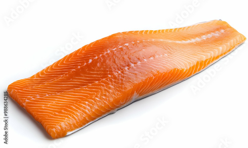 Fresh raw salmon fillet isolated on white background