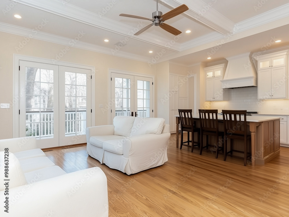 Fototapeta premium open plan living room near kitchen 