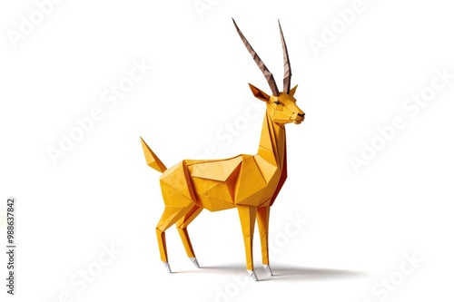 origami : Springbok isolated on white background.
