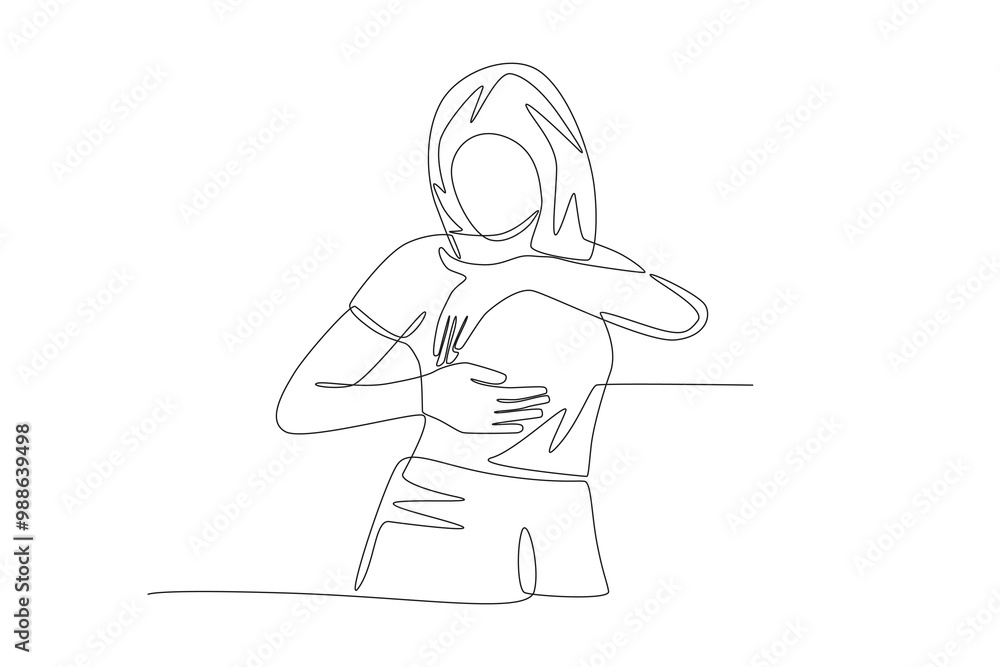 Breast cancer awareness month concept one-line drawing Breast cancer awareness month concept one-line drawing