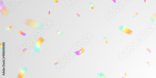 Multicolored light effect and zigzag ribbons falling from above on streamer, tinsel vector