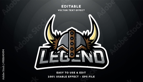 Viking helmet logo with legend text effect