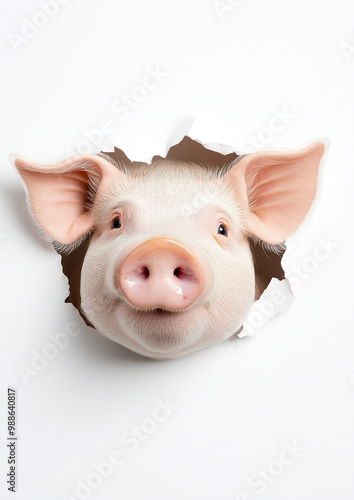 pig in a torn hole