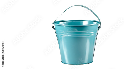 Blue metal bucket isolated on transparent background 