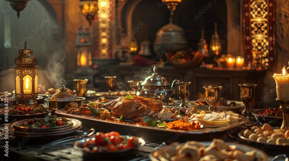 Arabic and Middle Eastern dinner table background Arabic and Middle Eastern dinner table background