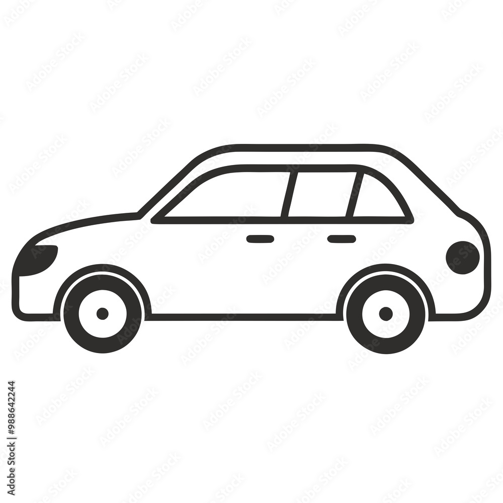 Car isolated on white silhouettes vector line art illustration Car isolated on white silhouettes vector line art illustration