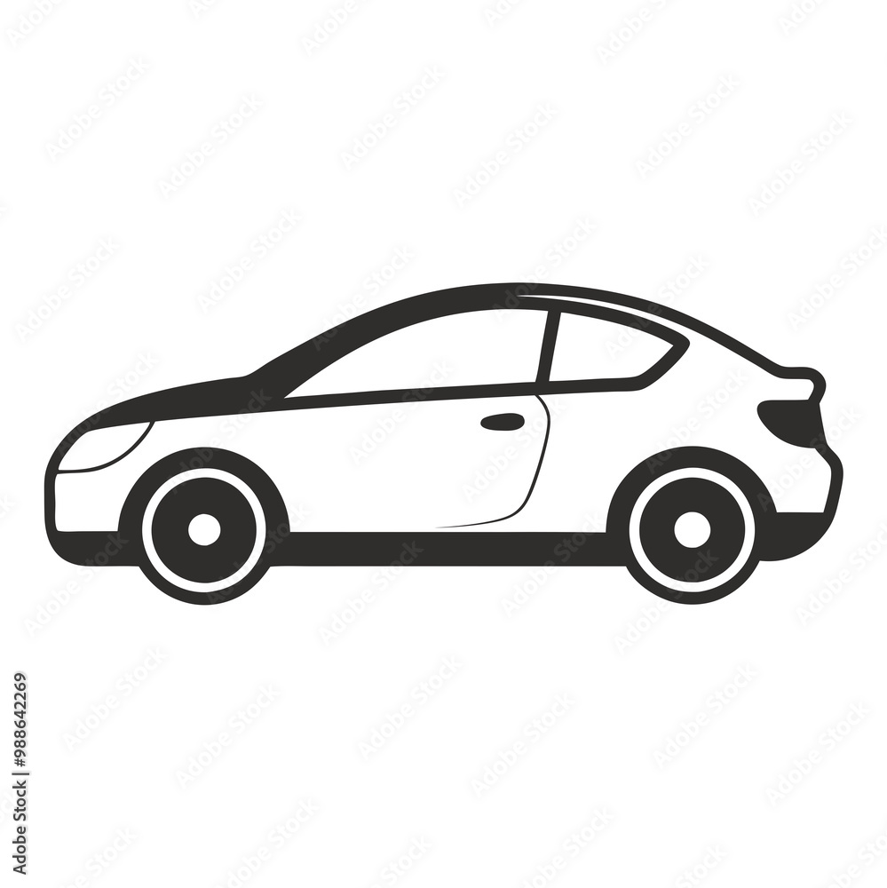 Car isolated on white silhouettes vector line art illustration Car isolated on white silhouettes vector line art illustration