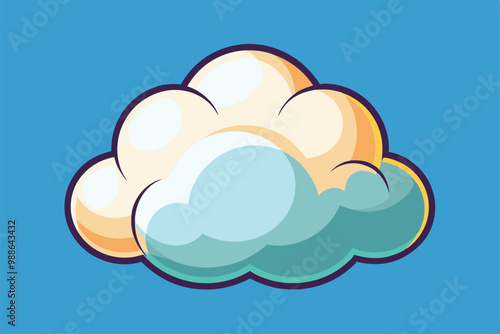 A fluffy, colorful cloud drifts serenely across a clear blue sky, cloud photo