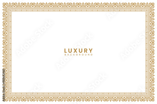 hand drawn page Golden vintage wedding invitation card islamic certificate border line pattern illustration frame