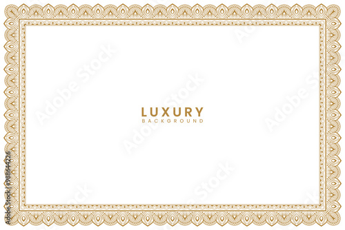 decorative page Golden vintage wedding invitation card islamic certificate border line pattern illustration frame