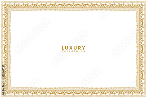 floral page Golden vintage wedding invitation card islamic certificate border line pattern illustration frame 