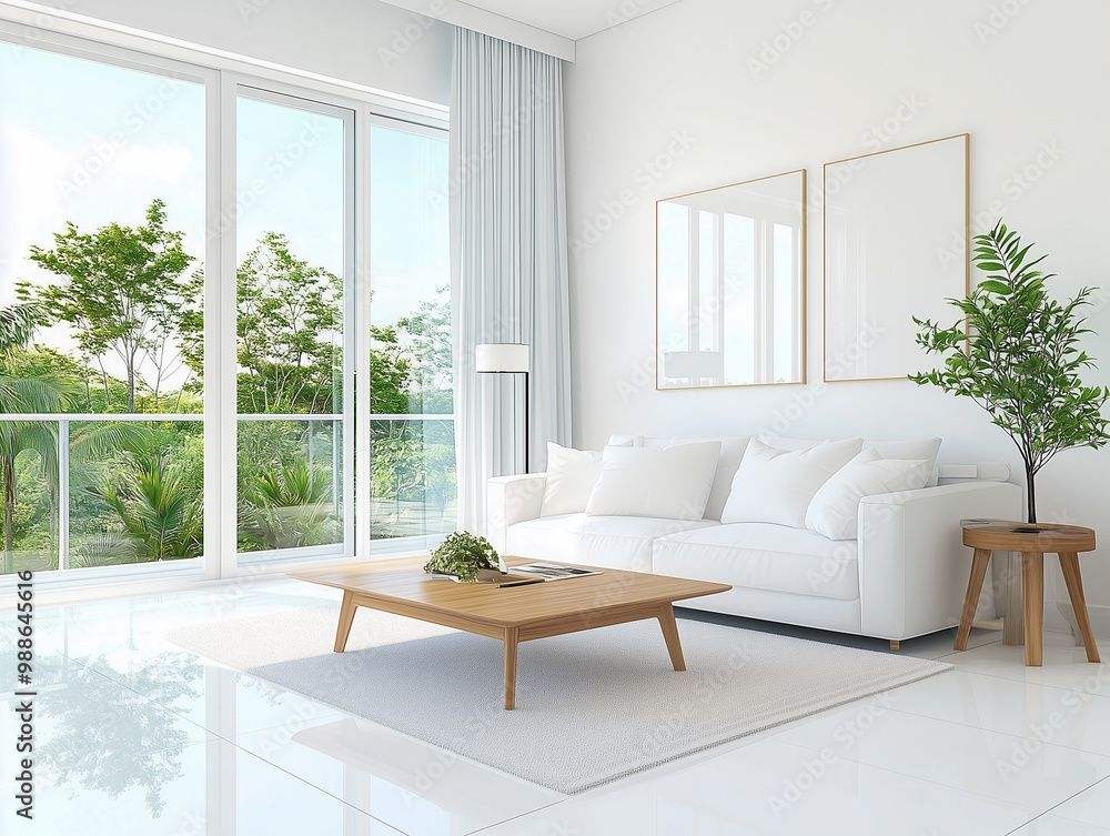Fototapeta premium Spacious living room in modern apartment 