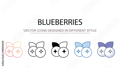 Blueberries icon design with white background stock illustration