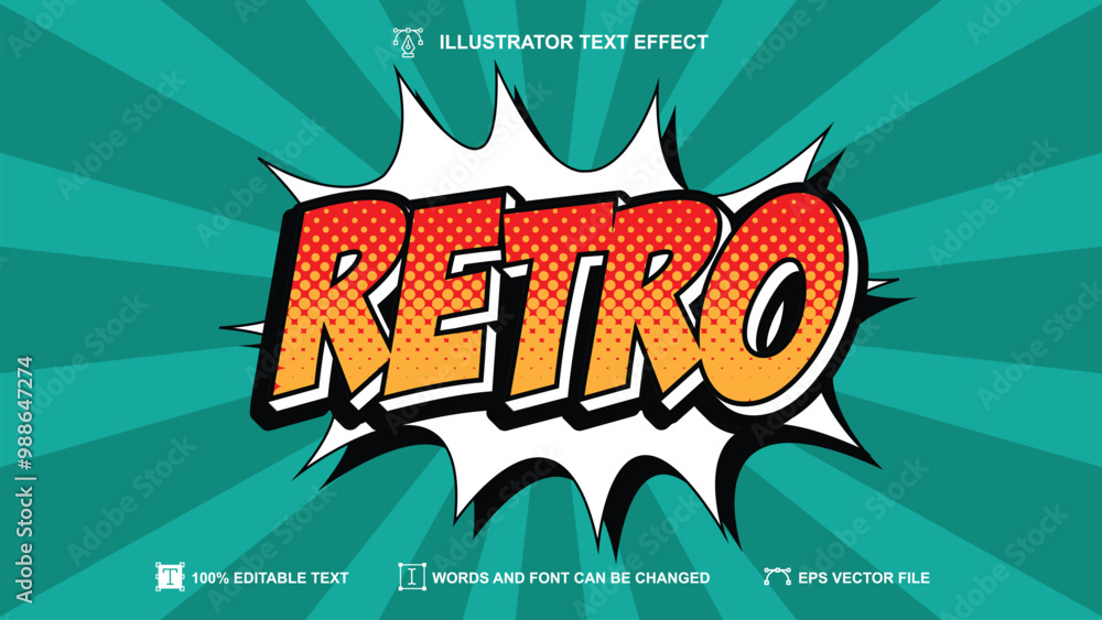 Fototapeta premium Retro text style,Cartoon Comics editable text effect