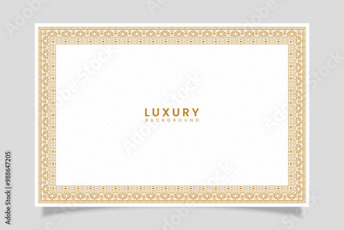 seamless page Golden vintage wedding invitation card islamic certificate border line pattern illustration frame 