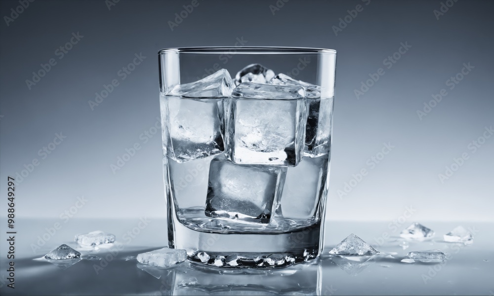 Glass of water with ice cubes Glass of water with ice cubes