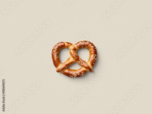 Pretzel with sesame seeds on a light background