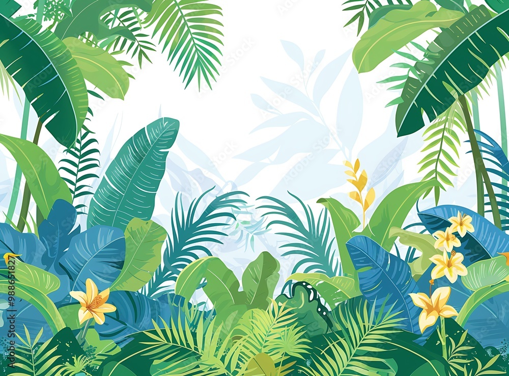 Tropical Jungle Plants Illustration Tropical Jungle Plants Illustration