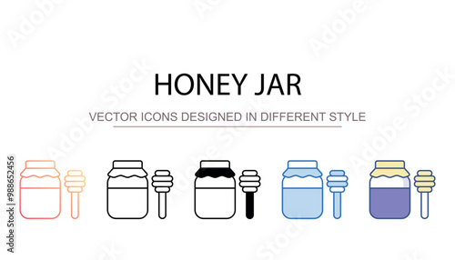Honey Jar icon design with white background stock illustration