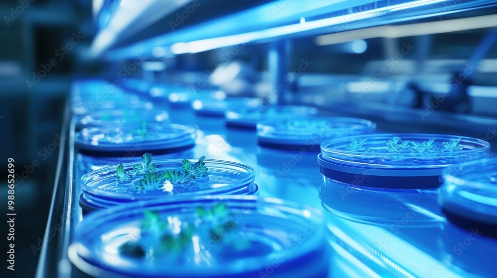 Cutting-Edge Petri Dishes in a High-Tech Biotechnology Laboratory Cutting-Edge Petri Dishes in a High-Tech Biotechnology Laboratory