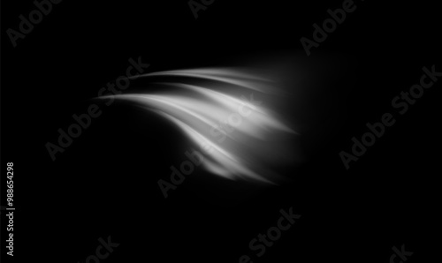 Wind effect, air steam, realistic white air flow wave vector effect, fumes motion, bright blur spray of powder or vapor