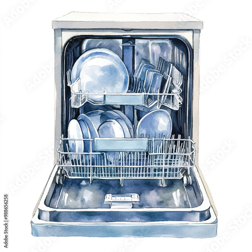 Dishwasher watercolor clipart illustration isolated
