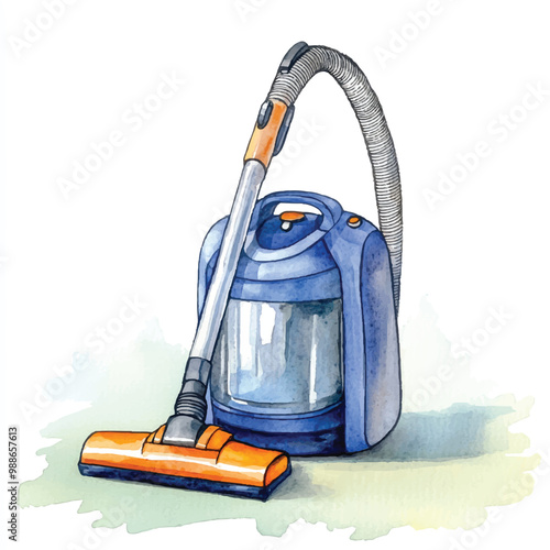 Vacuum cleaner watercolor clipart illustration isolated
