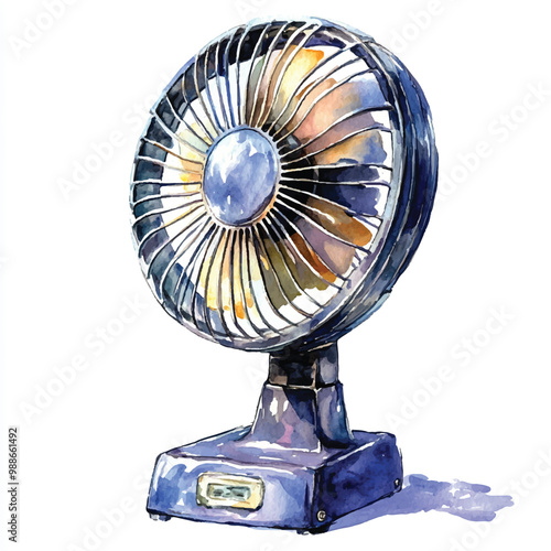 Electric fan  watercolor clipart illustration isolated