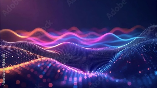 Abstract wave background featuring glowing lines and intricate designs, symbolizing connectivity in technology and data networks, Generative AI.