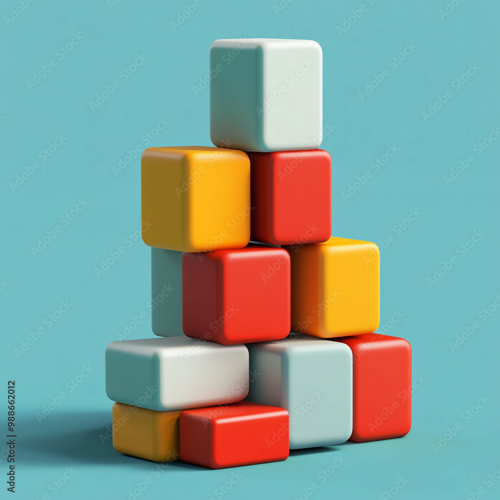 3D Blocks Icon: Creative Construction Toy Illustration Logo 3D Blocks Icon: Creative Construction Toy Illustration Logo