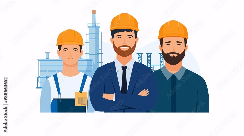 Professional Engineers with Safety Helmets in Industry Setting Professional Engineers with Safety Helmets in Industry Setting